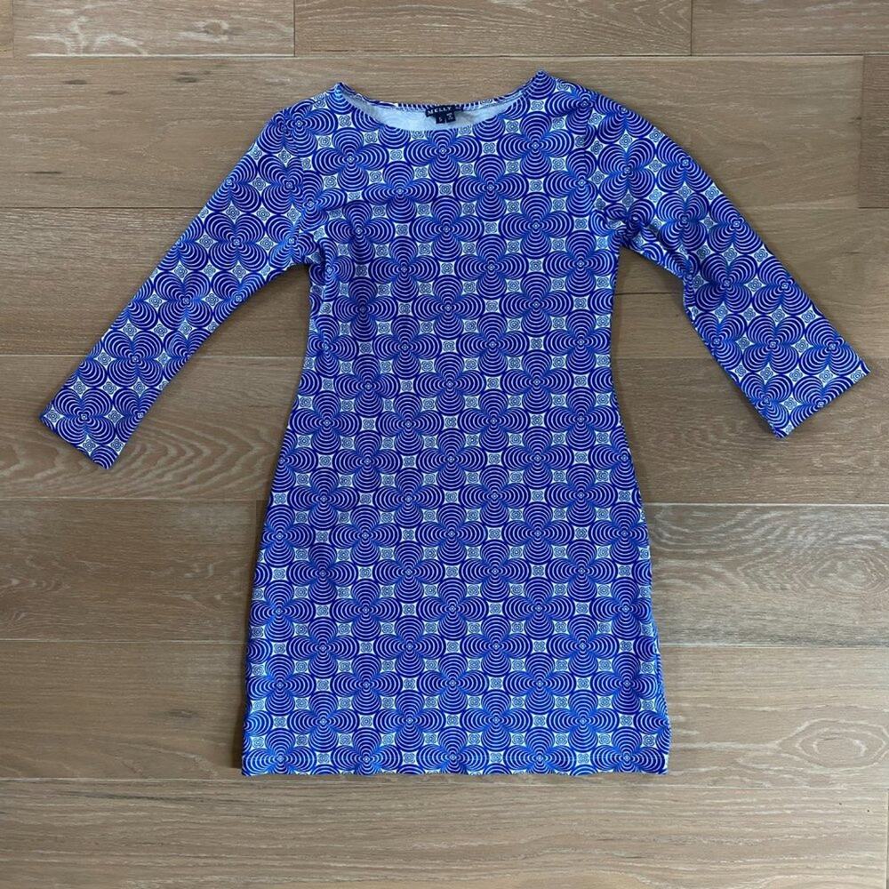 Melly M Cayman Dress Blue White Floral Small